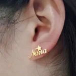 24k gold plated customized name earrings