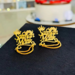 24k gold plated customized name stud cufflinks