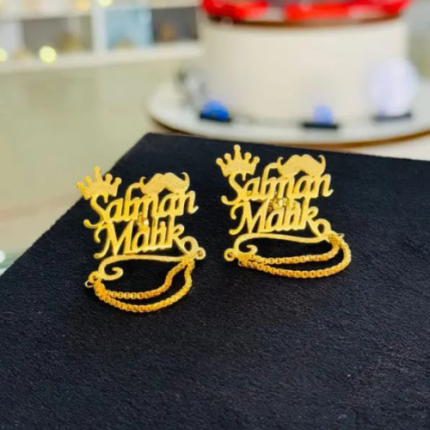 24k gold plated customized name stud cufflinks