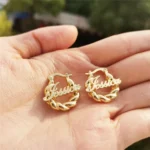 24k gold plated customized name hoop earrings